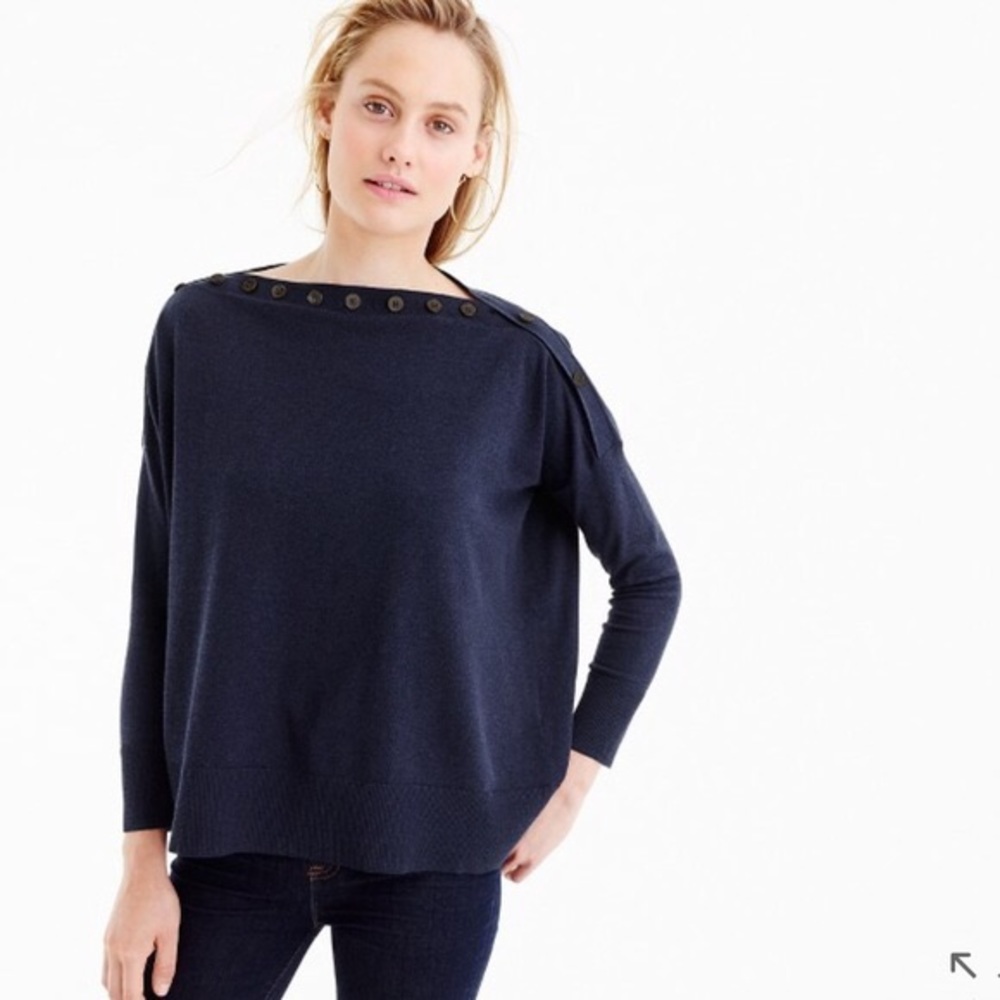 NWT - J. Crew Buttoned Boatneck Sweater